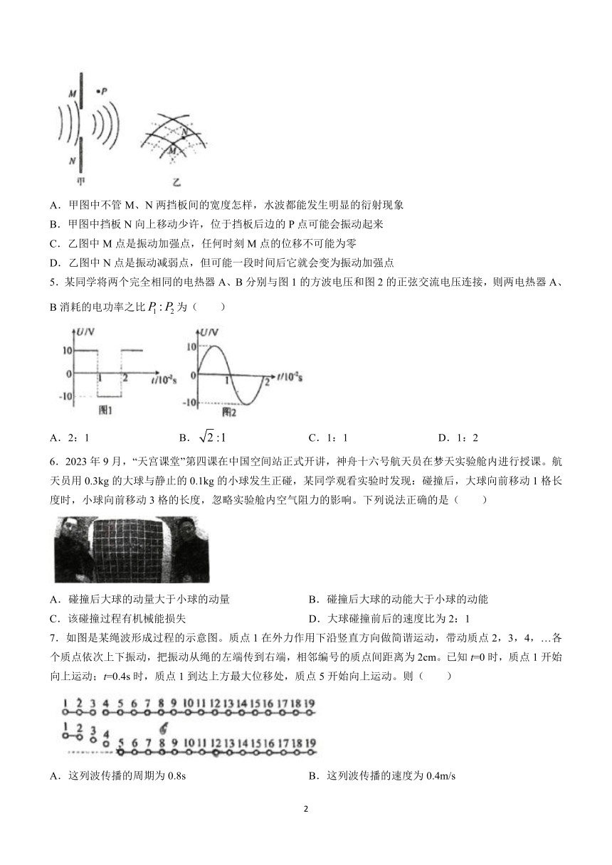 北京市顺义区第一中学2023-2024学年高二下学期期中考试物理试卷（含答案）