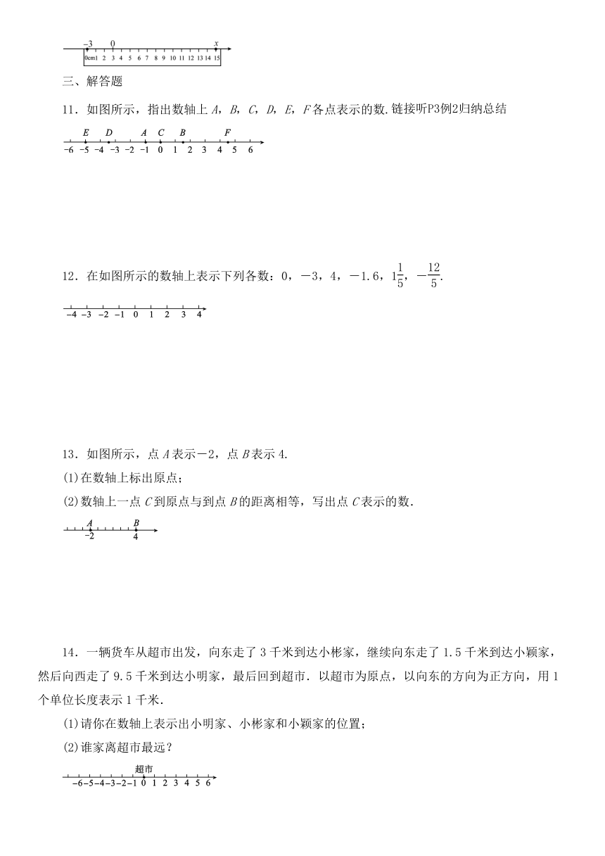 人教版七年级数学上册1.2.2数轴课后练习（word、含答案）