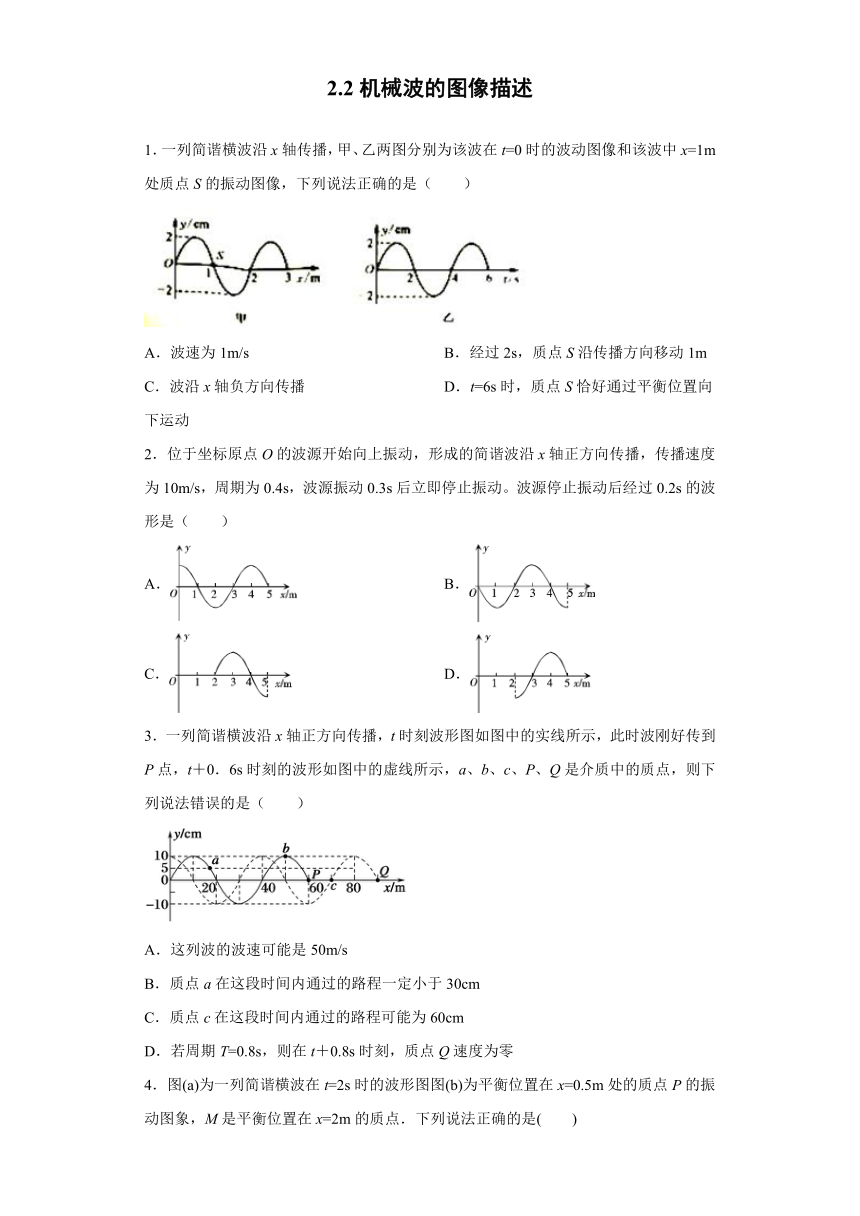 广州市白云中学2019-2020学年高中物理粤教版选修3-4：2.2机械波的图像描述 同步练习（含解析）
