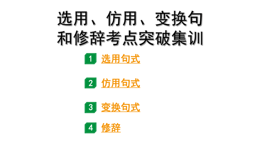 2024年四川中考语文二轮复习 选用、仿用、变换句和修辞考点突破集训 课件(共39张PPT)