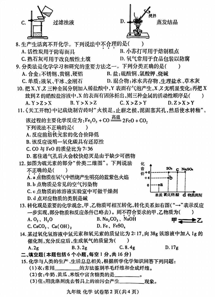 2024年河南省洛阳市洛龙区中考模拟化学试题（图片版，无答案）