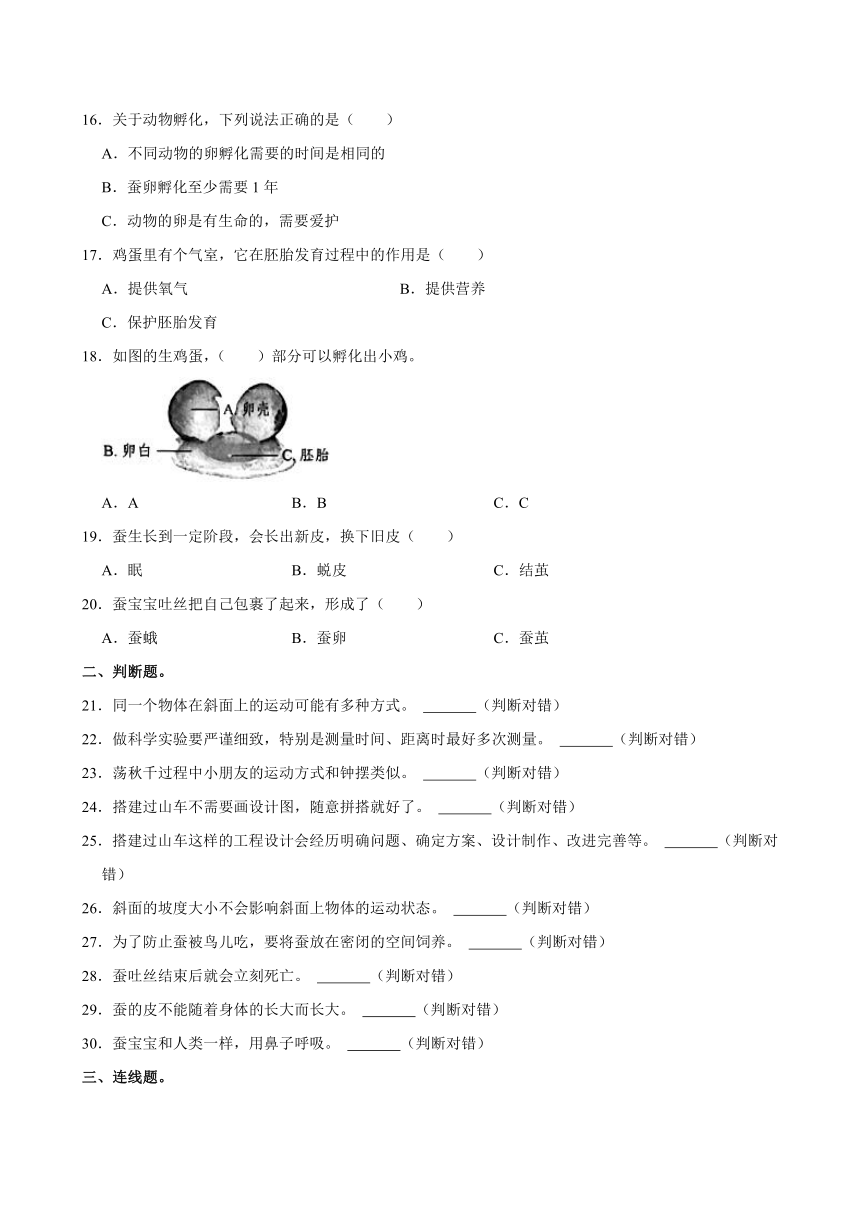 广东省深圳市福田区2023-2024学年三年级下学期期中科学试卷（含答案解析）