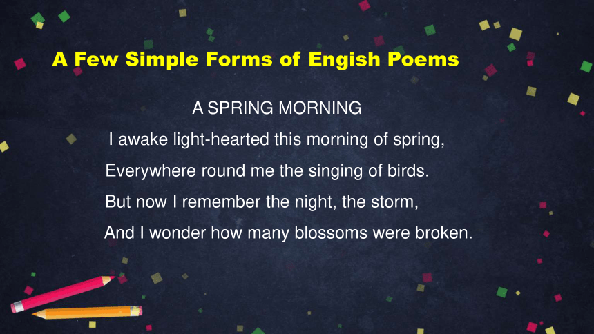 人教版英语高二选修六Unit 2 Poems Lesson 2   A few simple forms of English poems 课件（55张ppt）