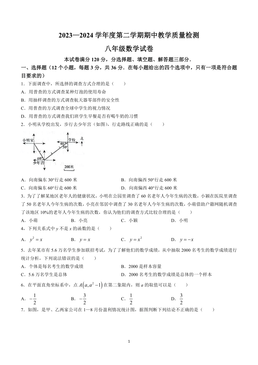 河北省邯郸市经济技术开发区2023-2024学年八年级下学期期中数学试题(含答案)