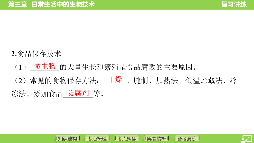 第一篇 第五单元 第三章 日常生活中的生物技术  课件 (共32张PPT)2024中考生物总复习专题突破(冀少版)