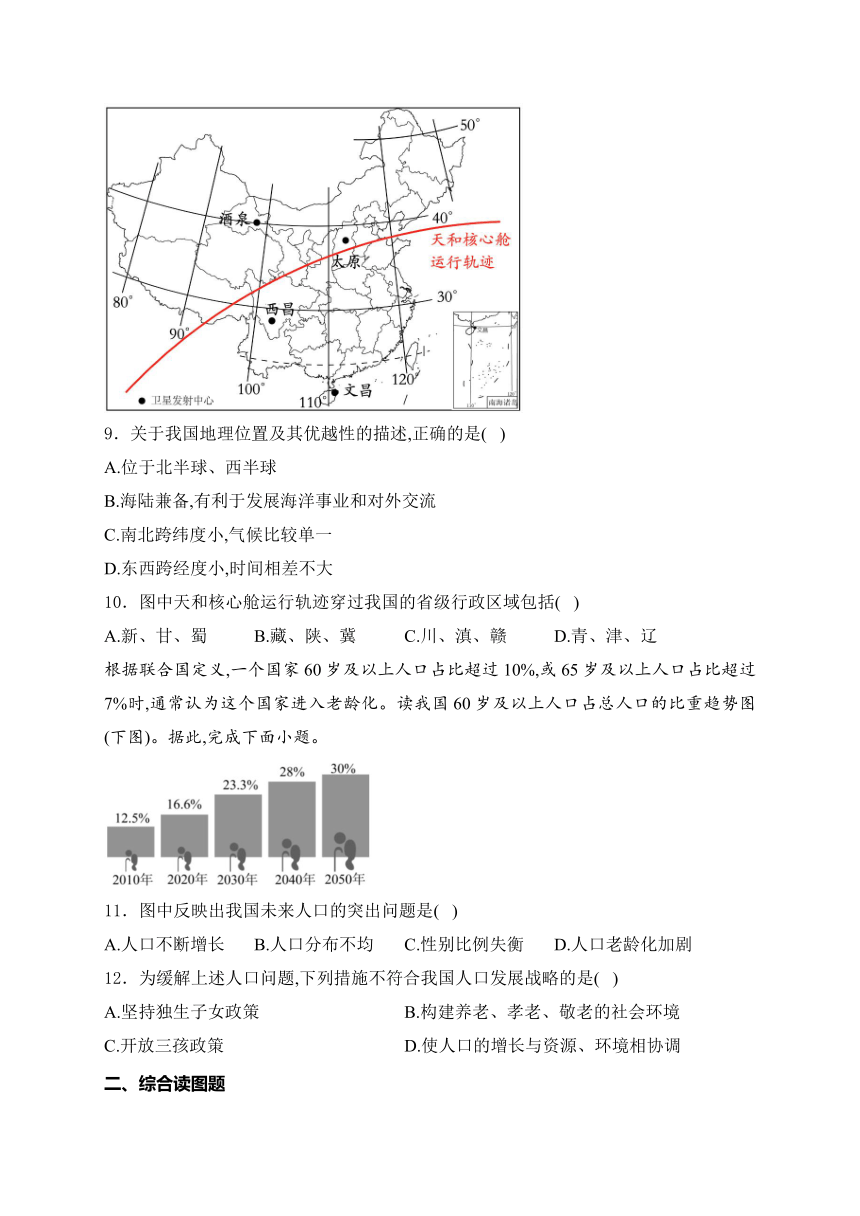 甘肃省酒泉市2024届九年级下学期中考一模地理试卷(含解析)