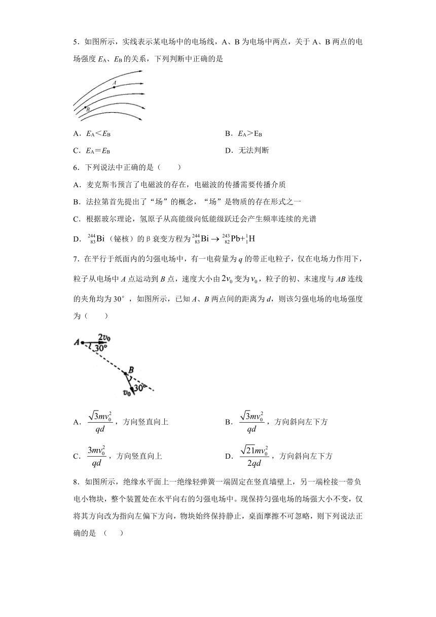 高中物理人教新课标版选修3-1：电场力的性质 强化训练（含解析）