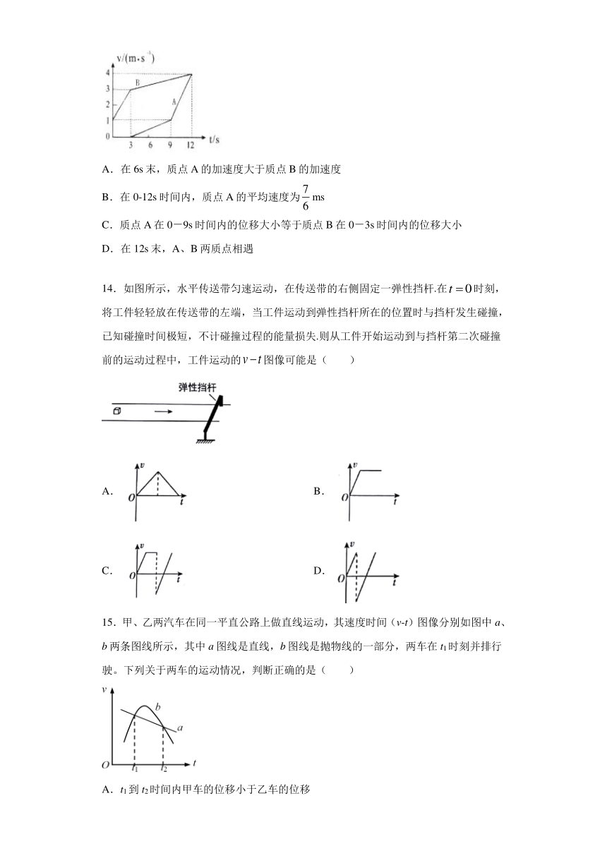 高中物理人教新课标版必修1： 匀变速直线运动的v-t图像 补充练习（含解析）