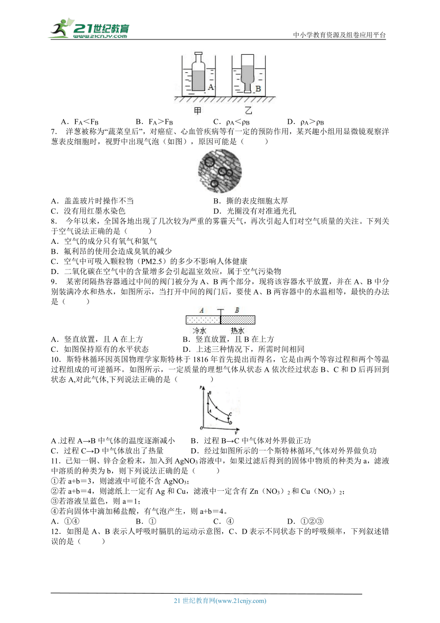 2024浙江新中考科学冲刺模拟（二）