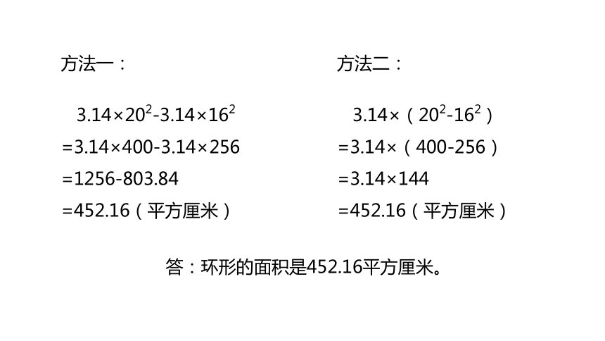 冀教版数学六年级上册4.6圆环面积课件（20张PPT)