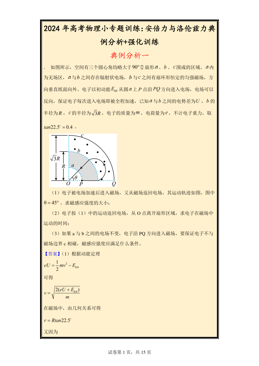 2024年高考物理小专题训练：安倍力与洛伦兹力典例分析+强化训练（含解析）