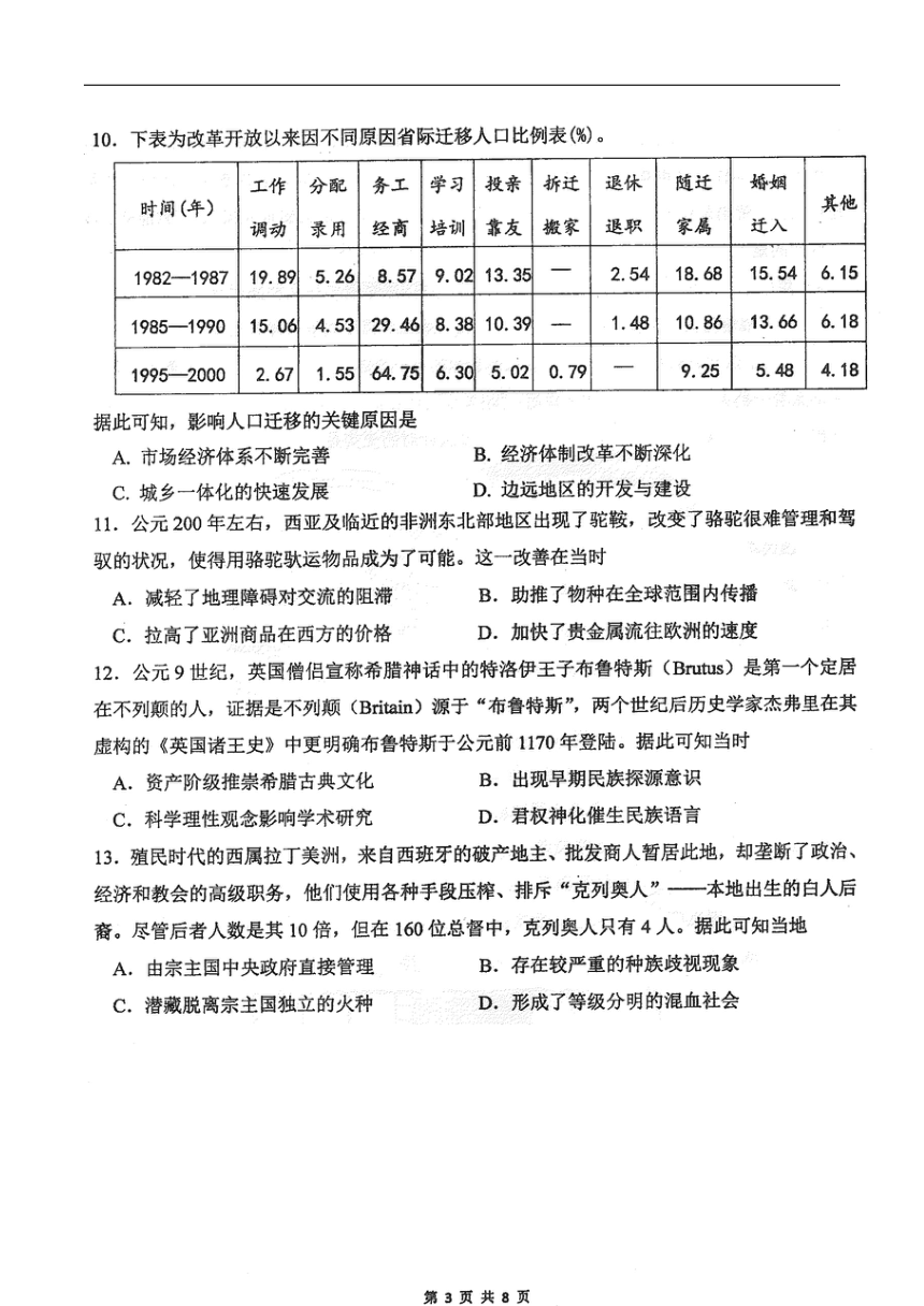 黑龙江省佳木斯市第一中学校2024届高三下学期第三次模拟考试历史试卷（图片版含答案）