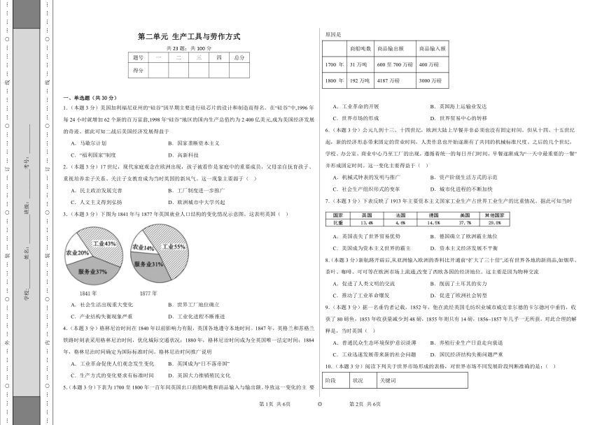 第二单元 生产工具与劳作方式 同步练习（含解析）统编版高中历史选择性必修二