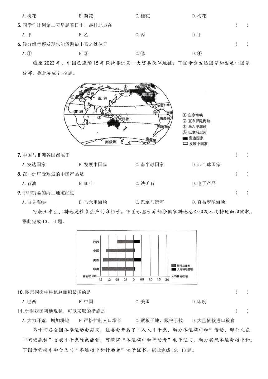 2024年山西省初中学业水平考试适应性测试(二)地理试题（含答案）