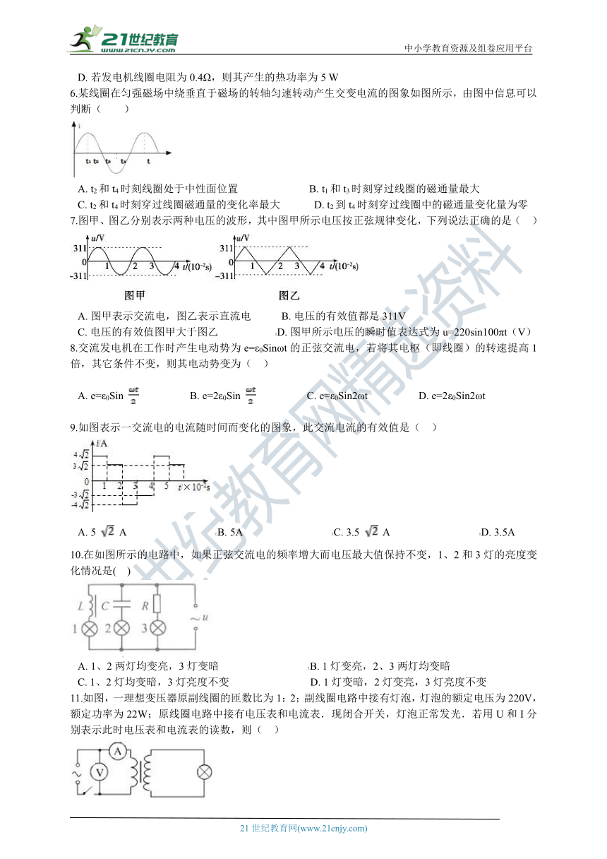 交变电流练习题（含答案）