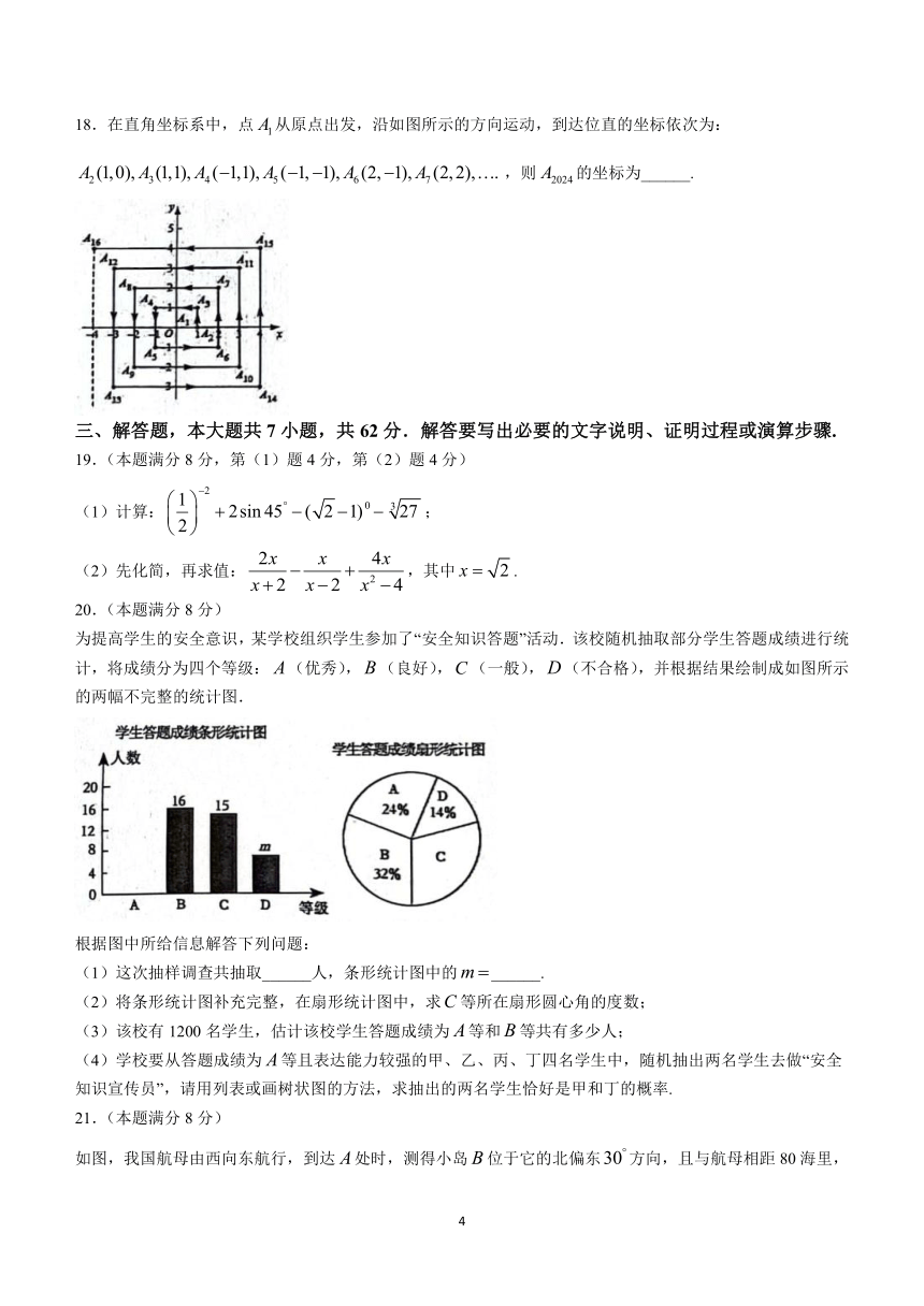 2024年山东省东营市中考第二次模拟数学试题(含答案)