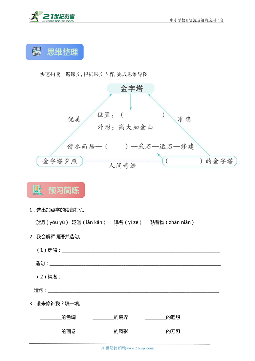 （课前帮手）20.金字塔 预习简案（含答案）