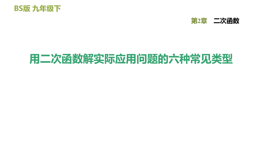 北师大版九下数学第2章二次函数复习：二次函数解实际应用问题的六种常见类型课件（32张）