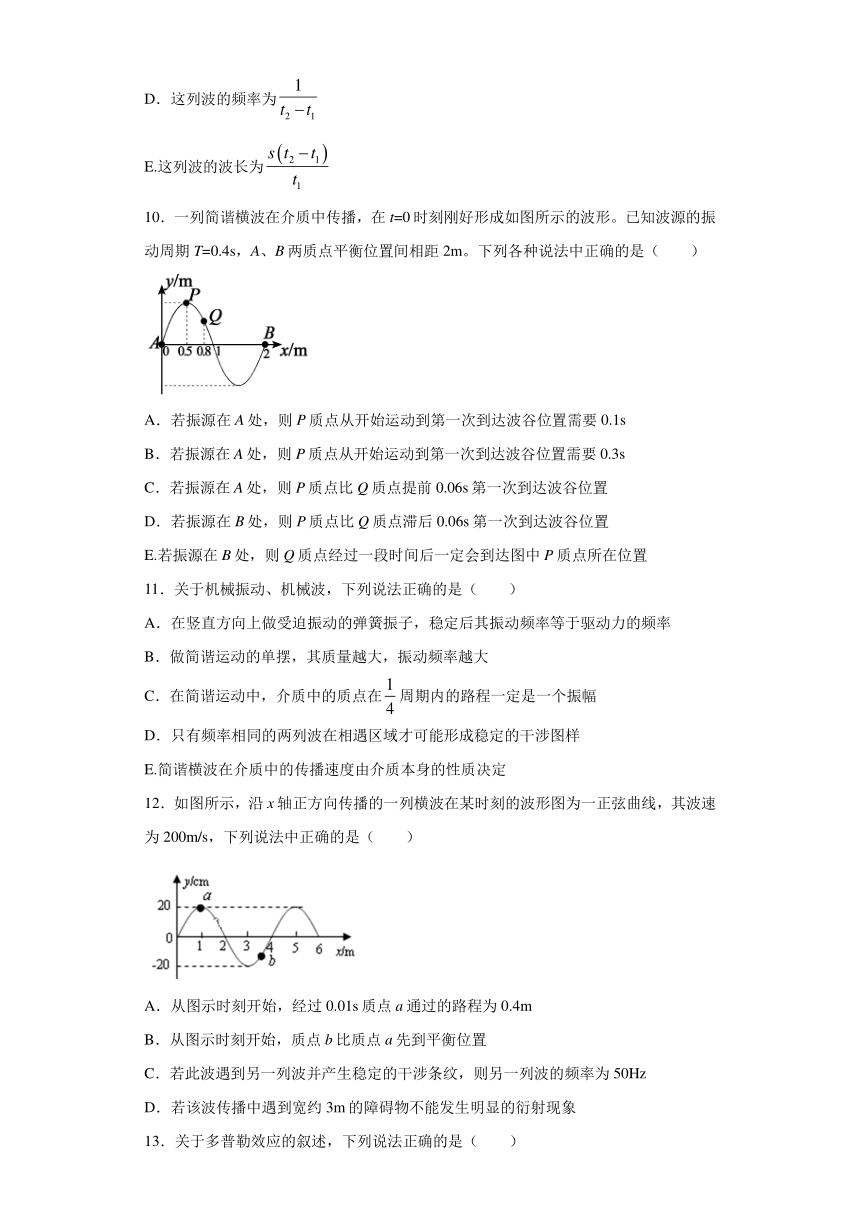 上海市甘泉高中2019-2020学年高中物理物理沪科版选修3-4：机械波 单元测试题（含解析）