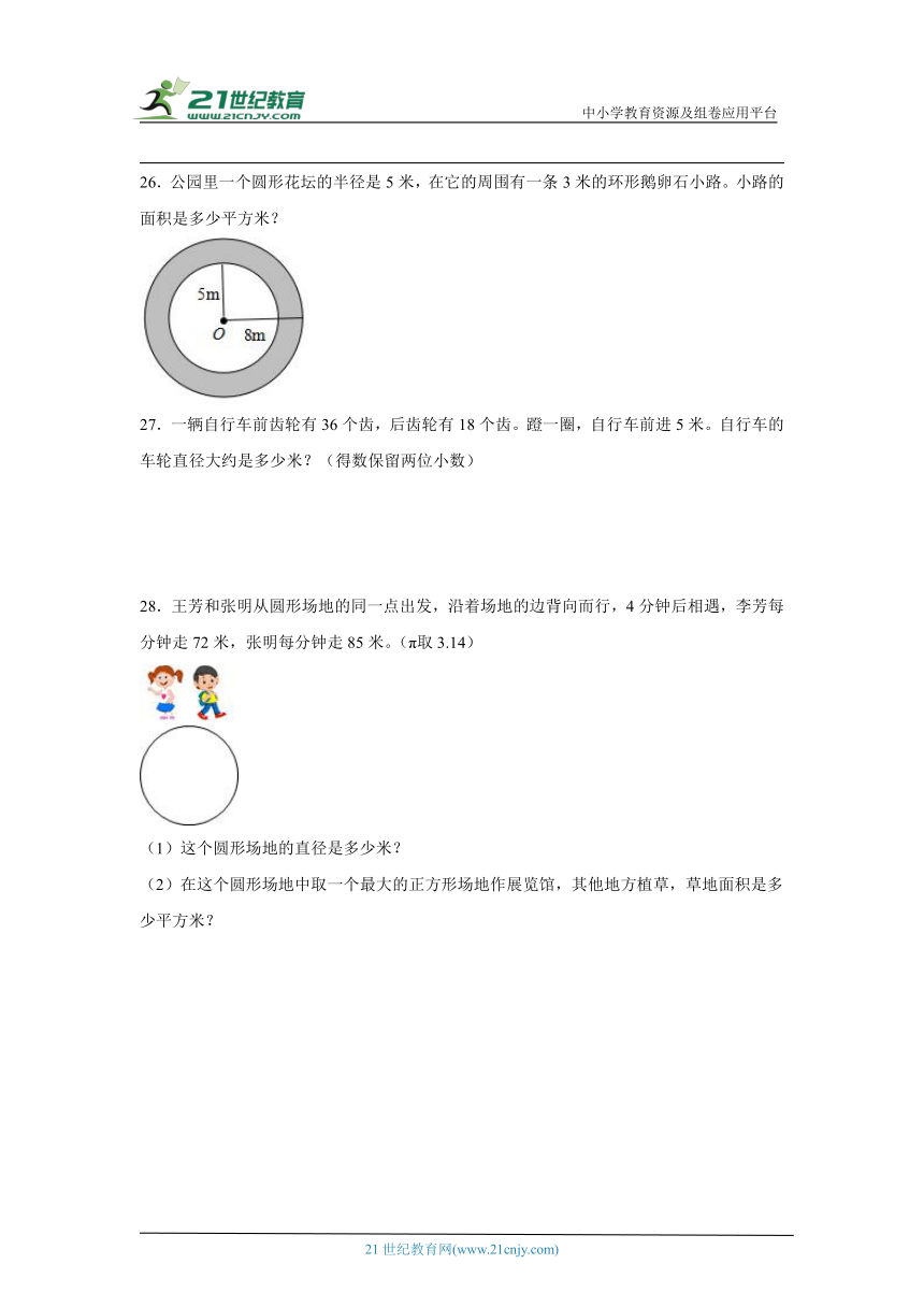 人教版六年级下册数学小升初专题训练 圆（含答案）