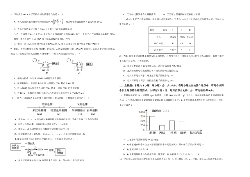 江西省上饶艺术学校2023-2024学年高一下学期生物5月测试卷（含解析）