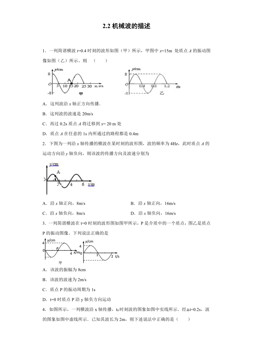 上海市甘泉高中2019-2020学年物理沪科版选修3-4：2.2机械波的描述 跟踪训练（含解析）