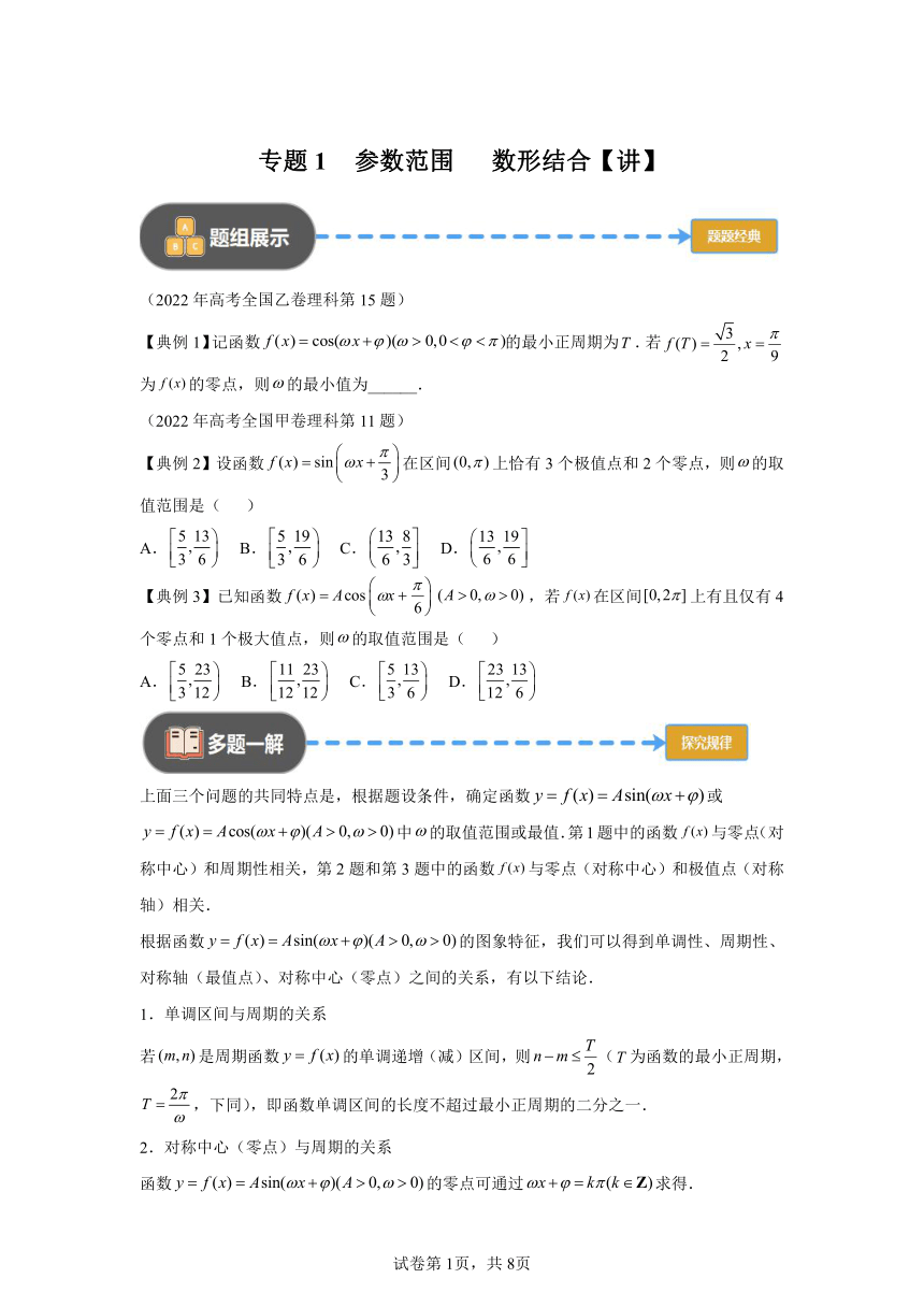 模块3 三角函数专题1参数范围数形结合  学案（含解析） 2024年高考数学三轮冲刺