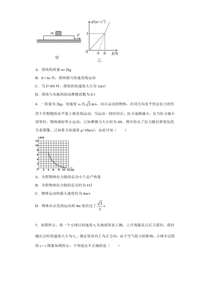 高中物理人教新课标版必修1： 牛顿定律与直线运动 强化训练（含解析）