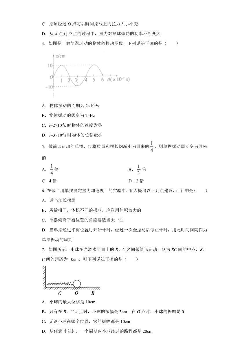 2019—2020学年人教版选修3-4 机械振动 单元检测试题5（解析版）