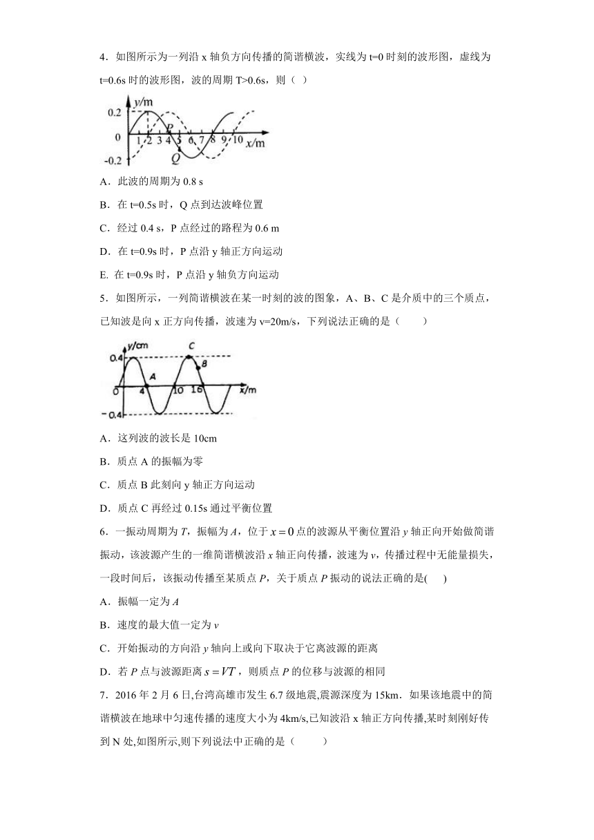 邻水县第二中学2019-2020学年高中物理教科版选修3-4：2.3波的频率和波速 巩固练习（含解析）