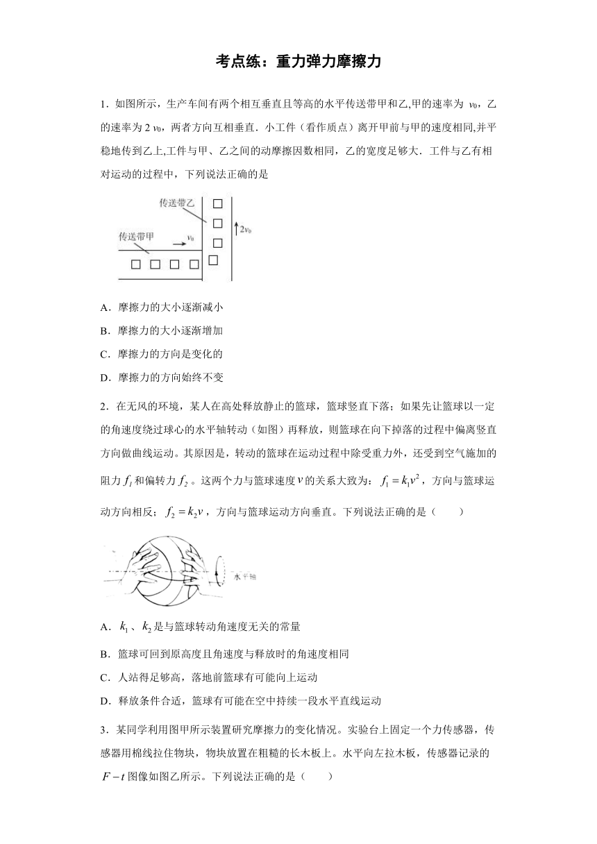 高中物理人教新课标版必修1： 重力 弹力 摩擦力 补充练习（含解析）