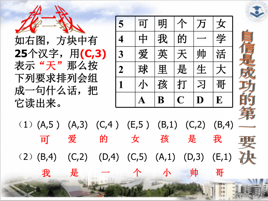 人教版七年级数学下册 7.1.1 有序数对 课件（共30张PPT )