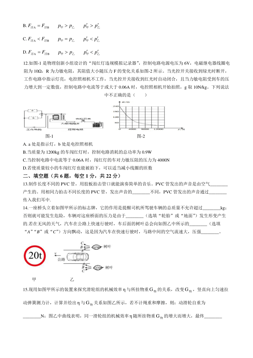 2024年江苏省宿迁市沭阳县城区部分学校中考二模物理试题(含答案)