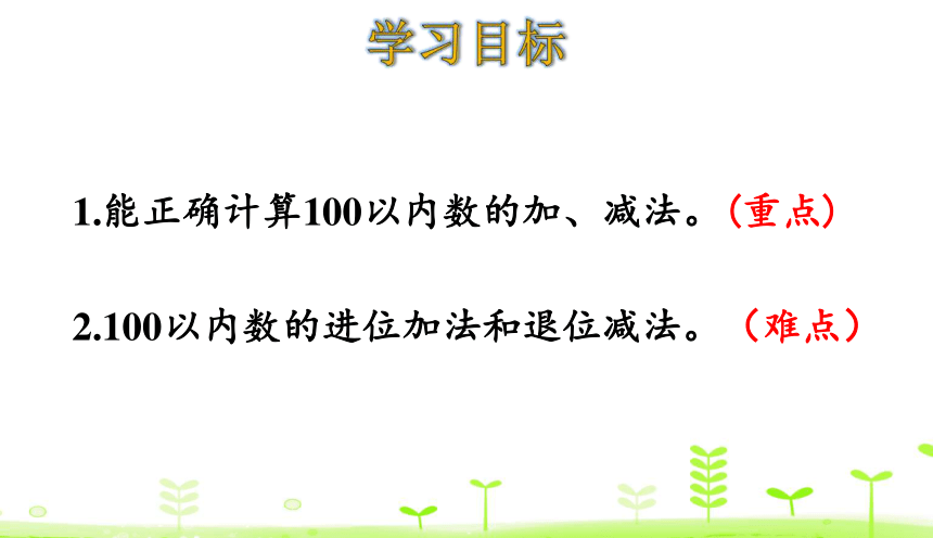 人教版数学一下 第8单元 总复习8.1 100以内数的认识和加减法 课件（23张）