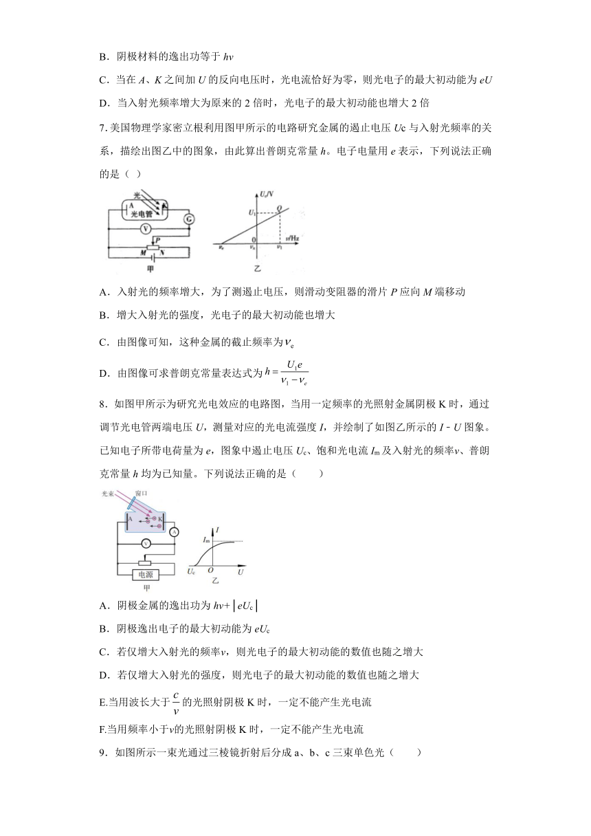 惠阳区第三中学2019-2020学年高中物理粤教版选修3-5： 2.1光电效应 课时练（含解析）