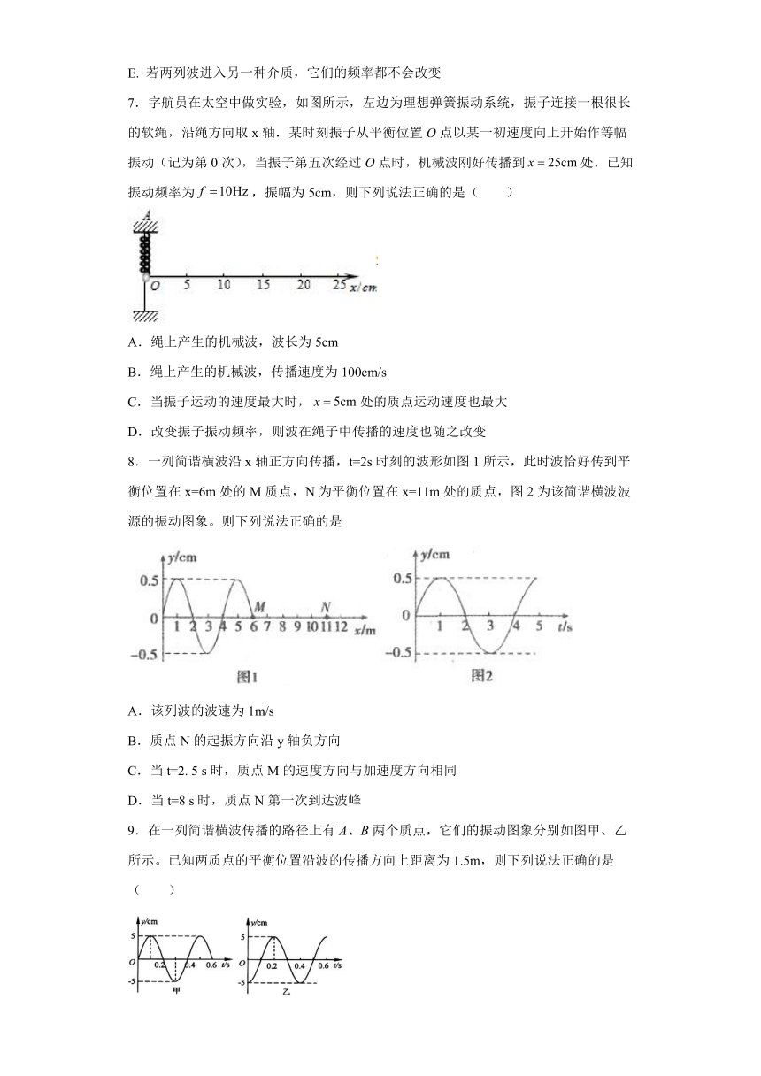 上海市丰华高中2019-2020学年物理沪科版选修3-4：2.2机械波的描述 课时训练（含解析）