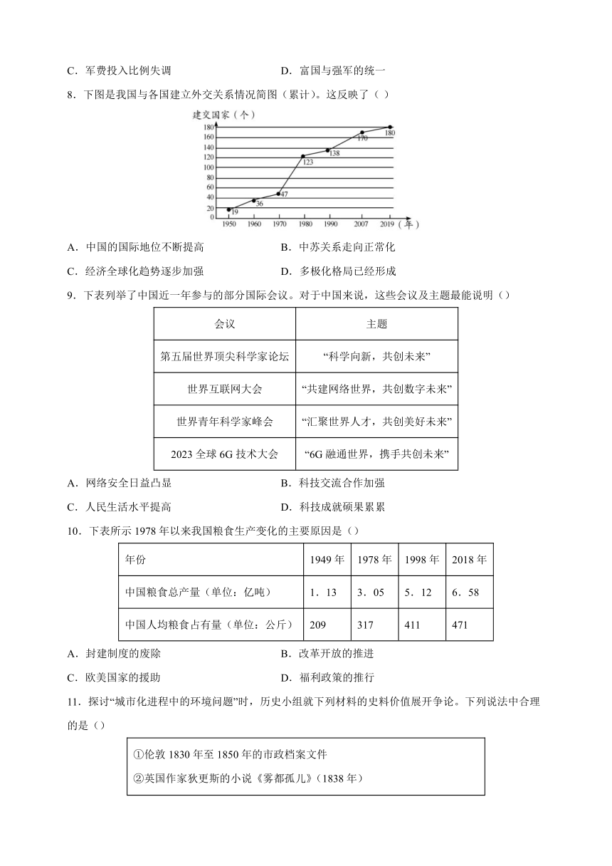 专题06 数据表格型材料选择题-（含解析答案）备战2024年中考历史必背答题模板与题型精练（统部编版）