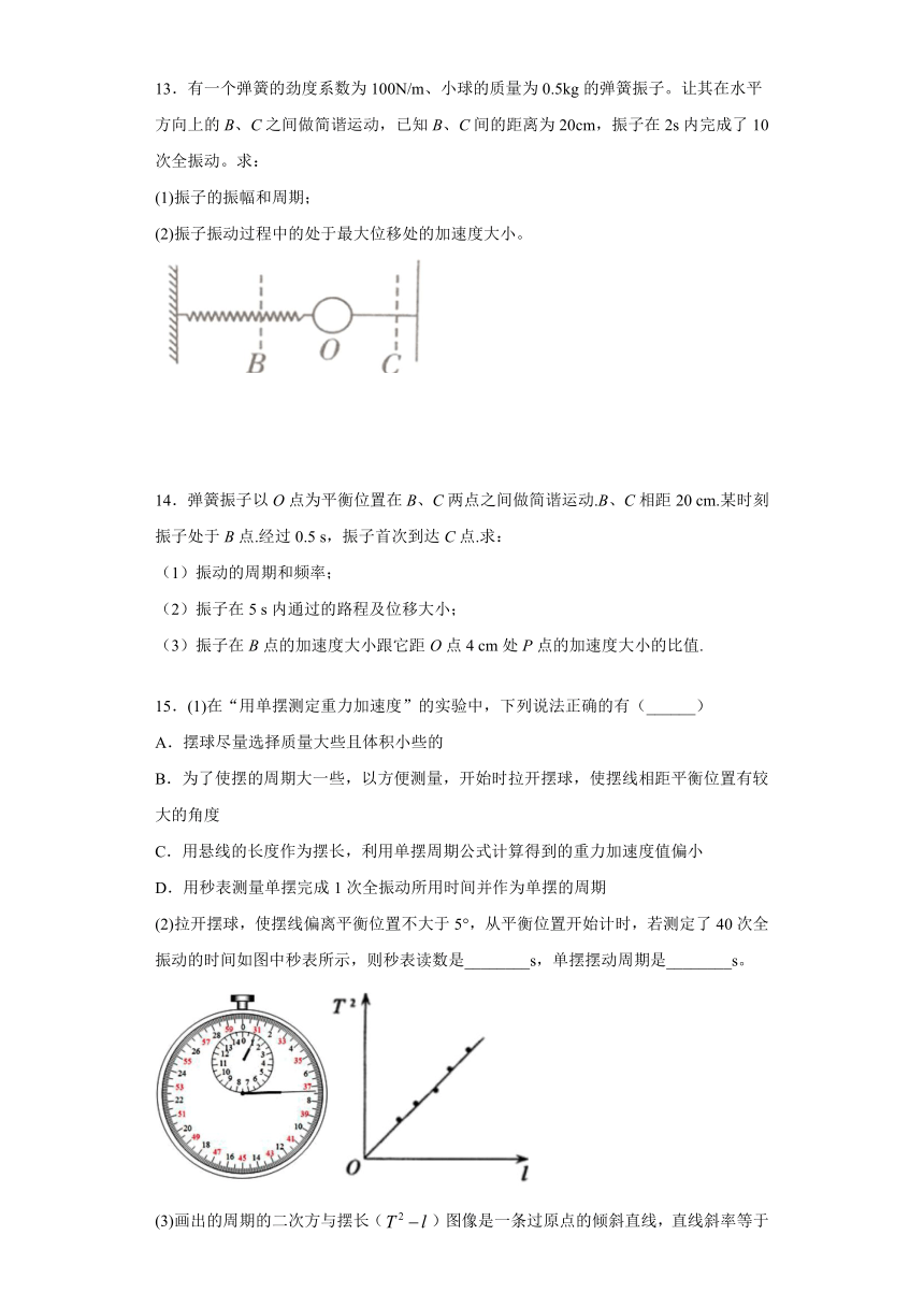 2019—2020学年人教版选修3-4 机械振动 单元检测试题2（解析版）