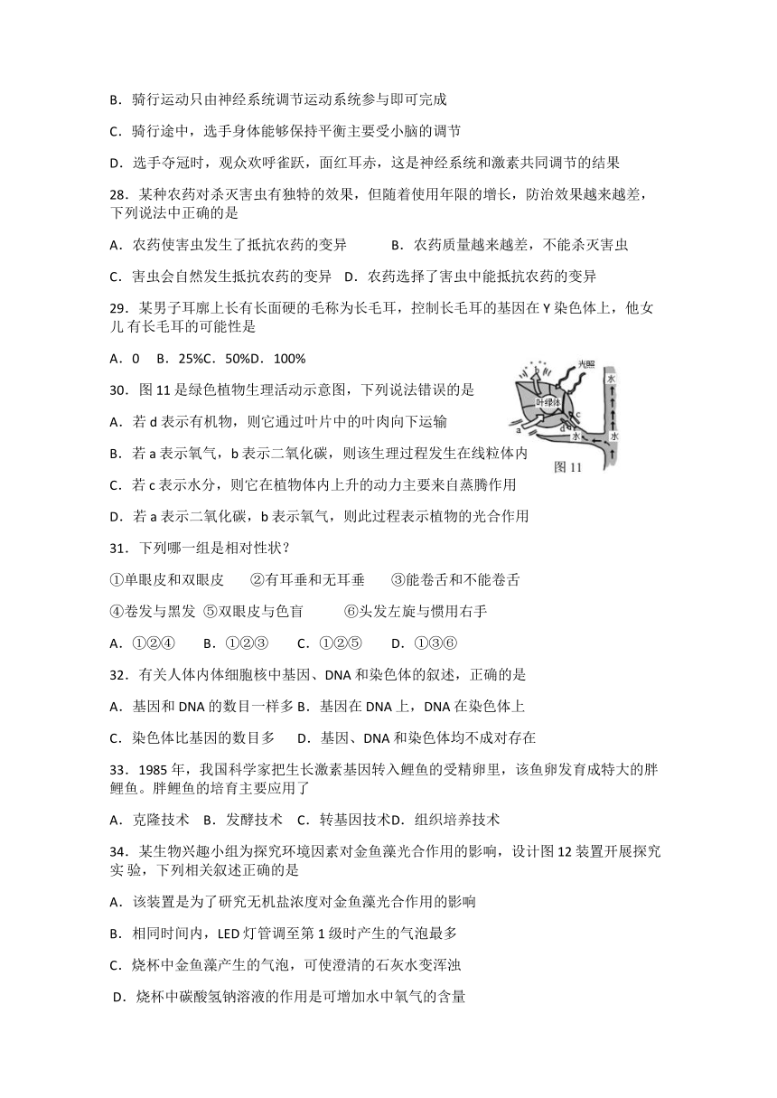 四川省德阳市绵竹市2024年八年级二模生物、地理试题（含答案）