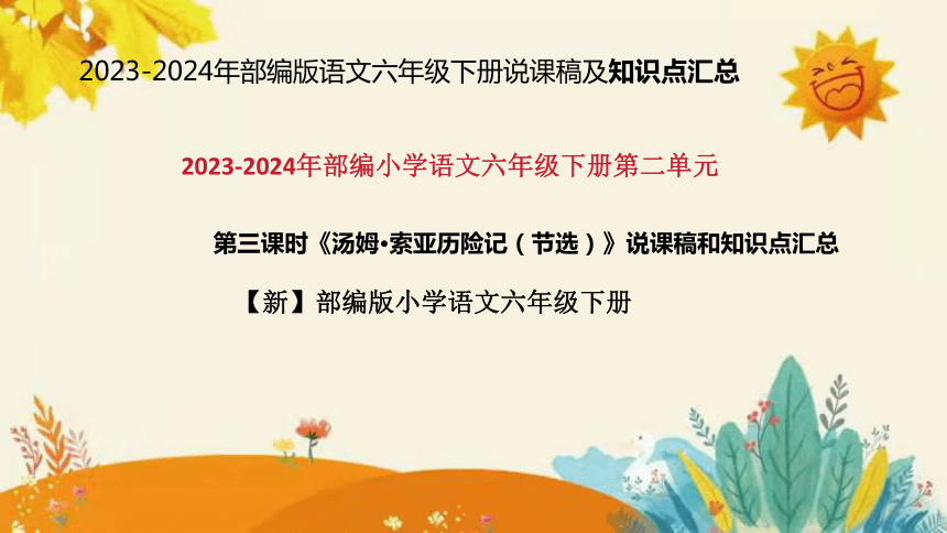 2024年部编版小学语文六年级下册《汤姆 索亚历险记（节选）》说课稿附反思含板书和知识点汇总