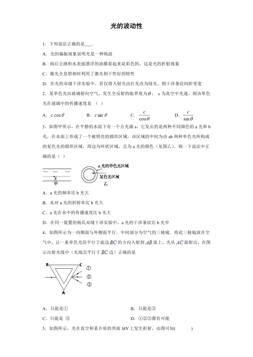 上海市大境中学2019-2020学年高中物理沪科版选修3-4：光的波动性 章末综合复习测评（含解析）