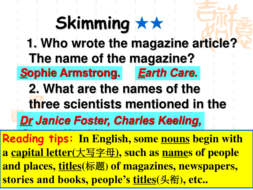 人教版 新课标 2019-2020 高二下 选修六  Unit 4 Global warming  reading(共26张PPT)