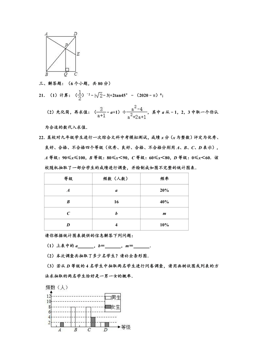 2020年贵州省黔东南州中考数学试卷 （解析版）