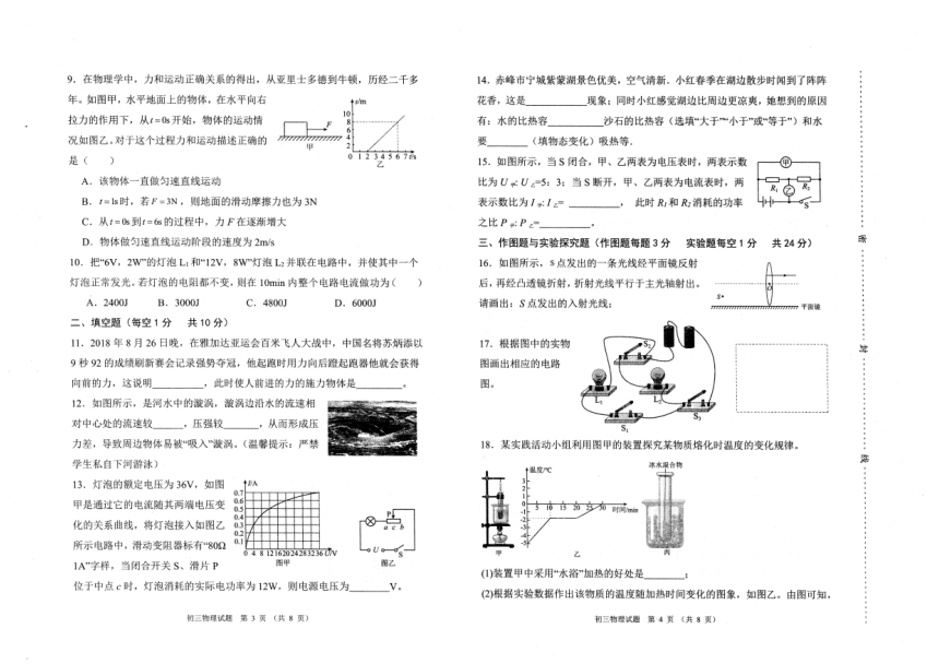 2024年内蒙古赤峰市翁牛特旗乌丹第三中学二模物理试题（PDF无答案）