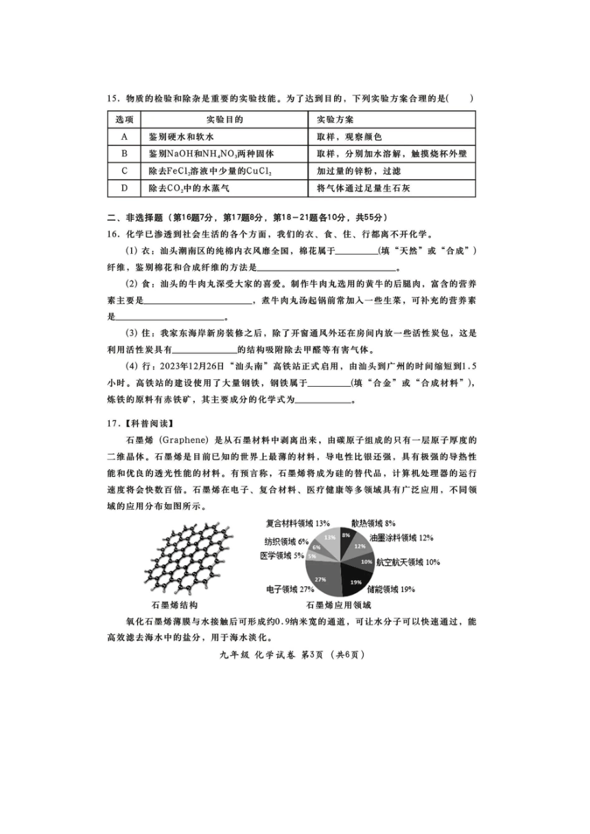 2024年广东省清远市部分学校九年级中考三模化学试题（图片版，无答案）