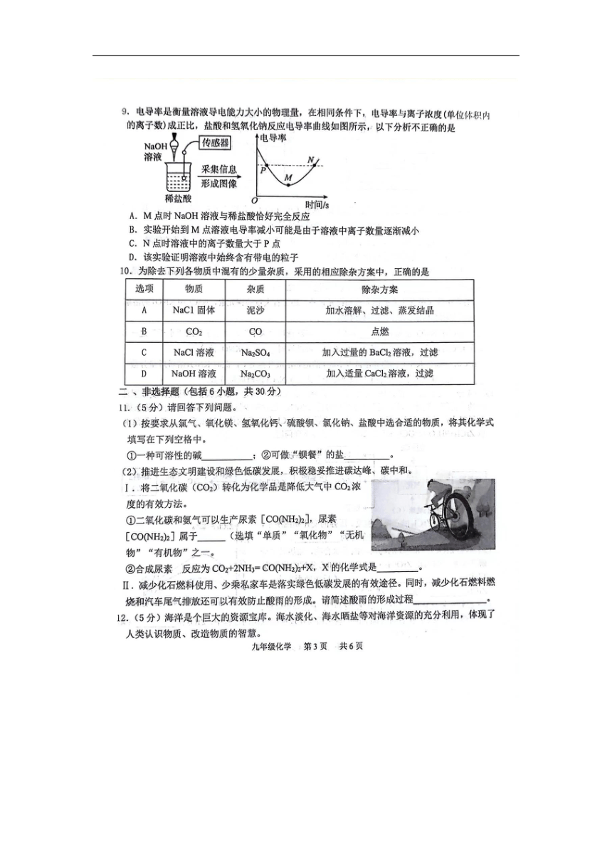 2024年山东省菏泽市单县八校中考一模测试化学试题（图片版，无答案）