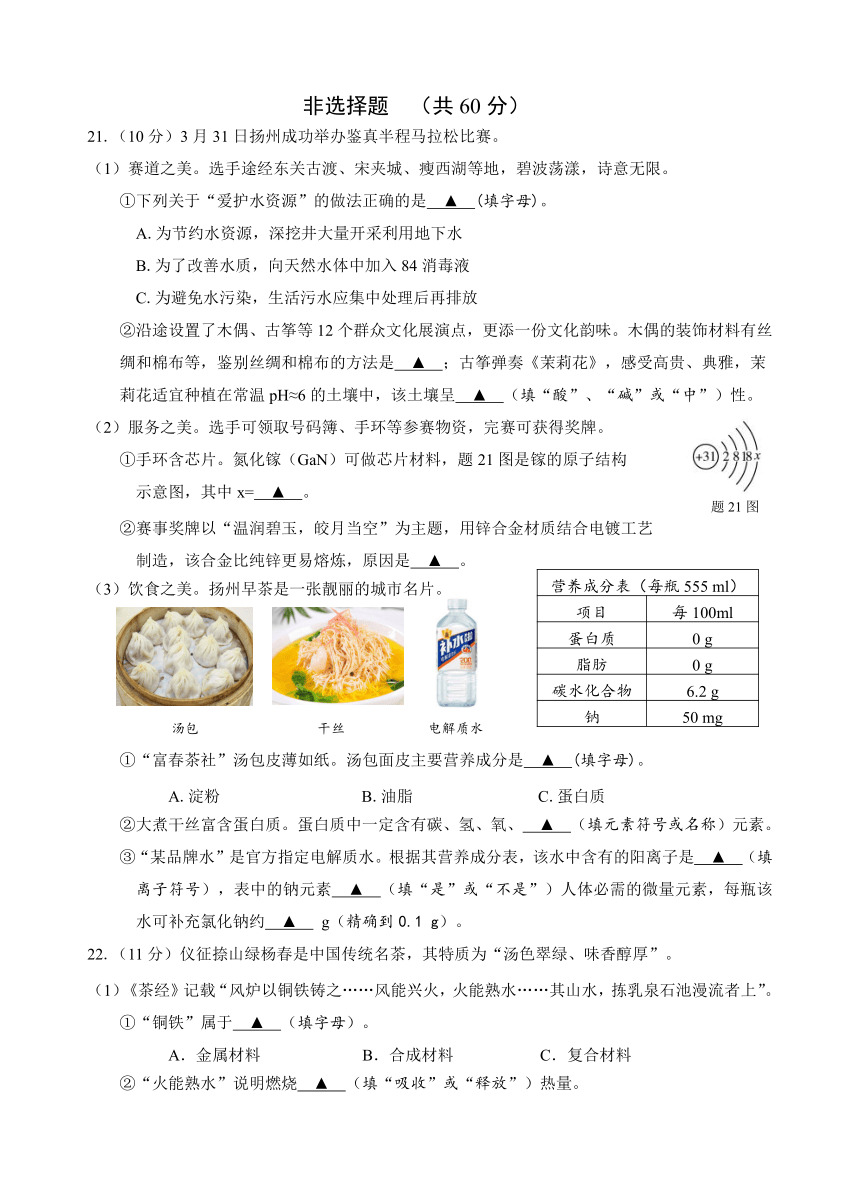 2024年江苏省扬州市仪征市中考二模化学试卷(无答案)