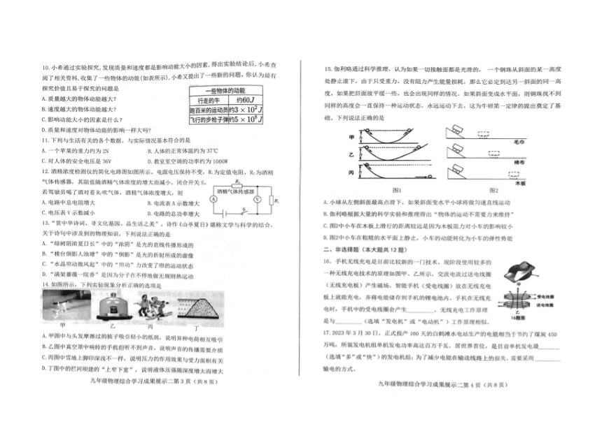 2024年山东省济南市中考物理模拟试题（二）（PDF版  无答案）