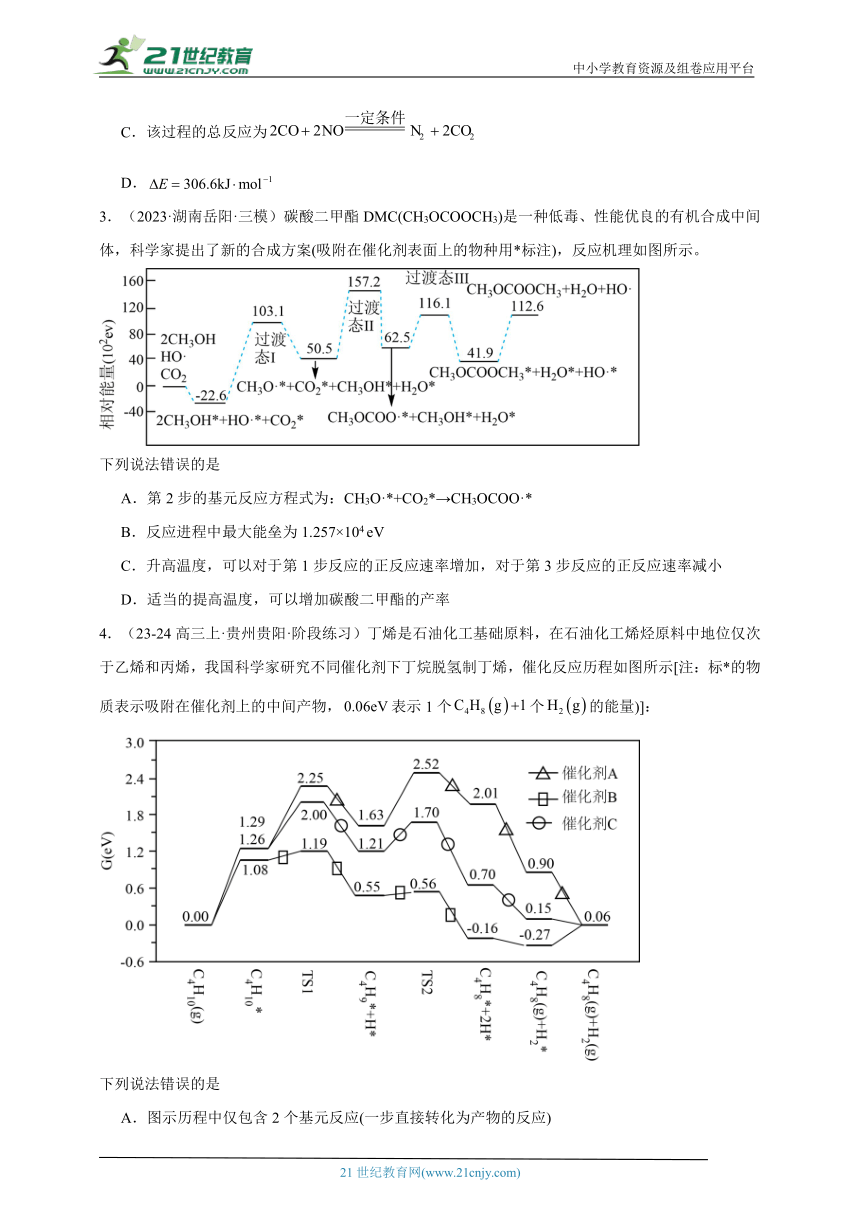 2024年高考化学二轮复习回归基础专题10反应微观机理速率方程及应用训练（含解析）