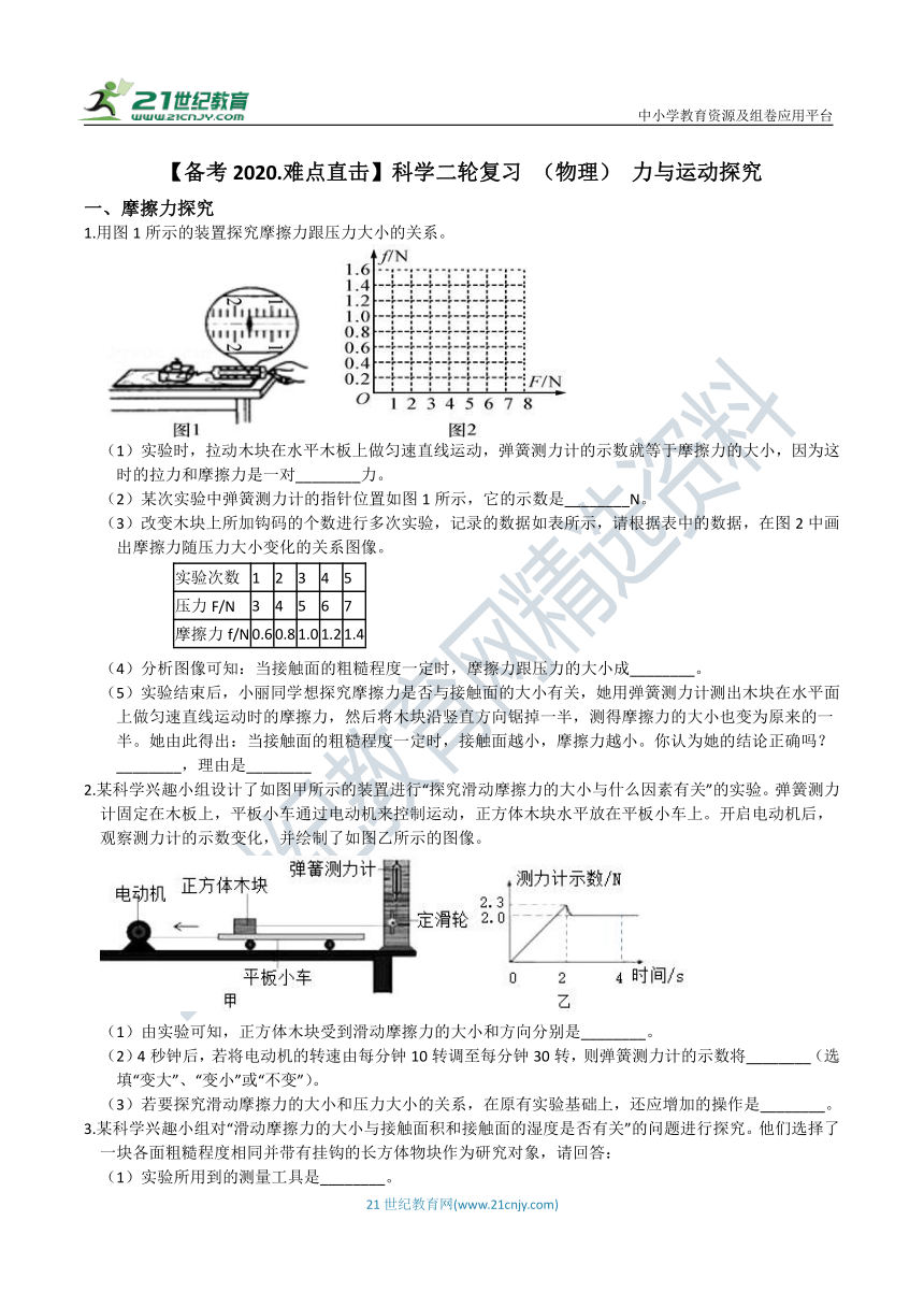 【备考2020.难点直击】科学二轮复习 （物理） 力与运动探究